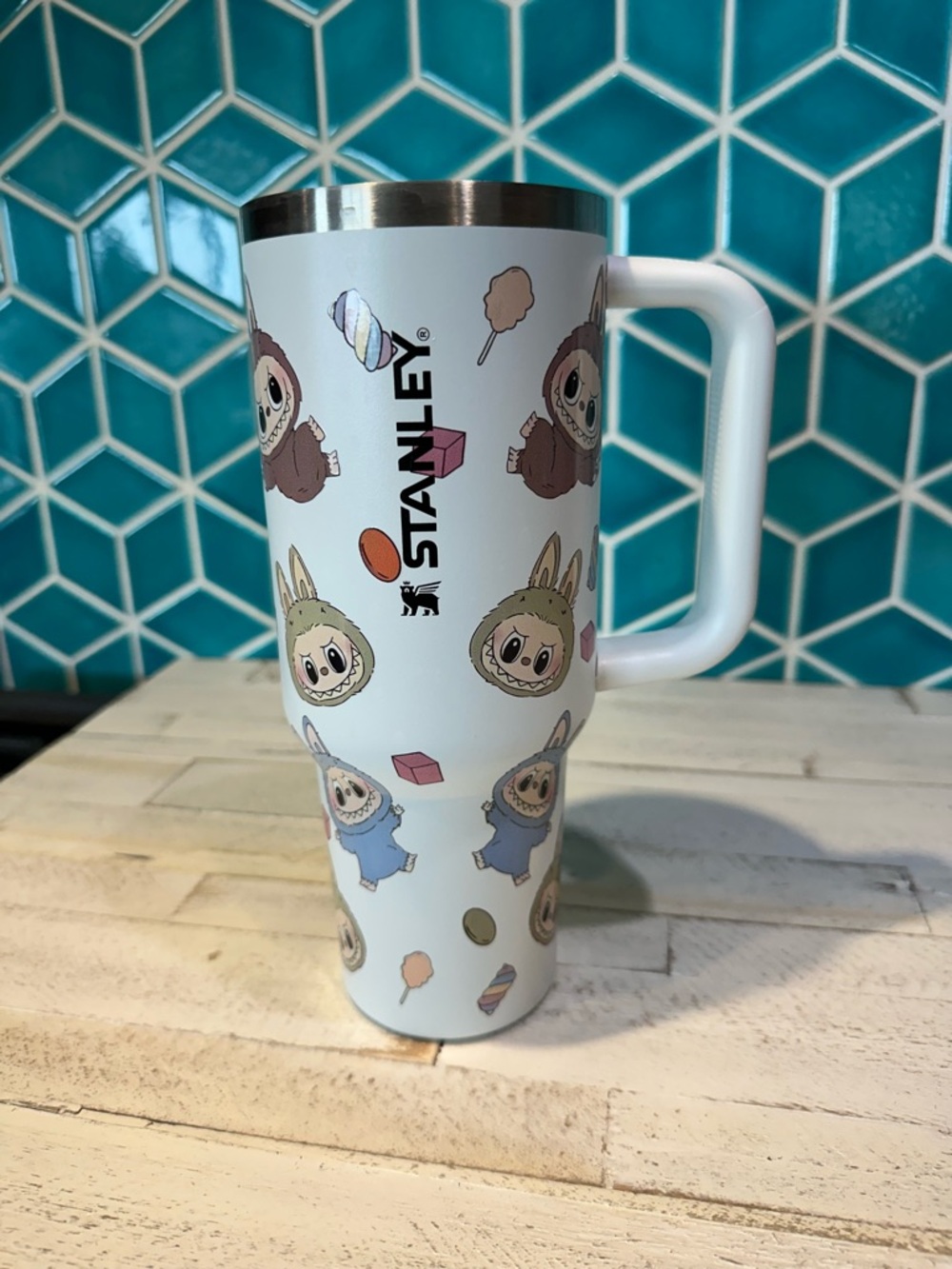 Stanley labubu rare print light cream 40oz-No Lid or Straw